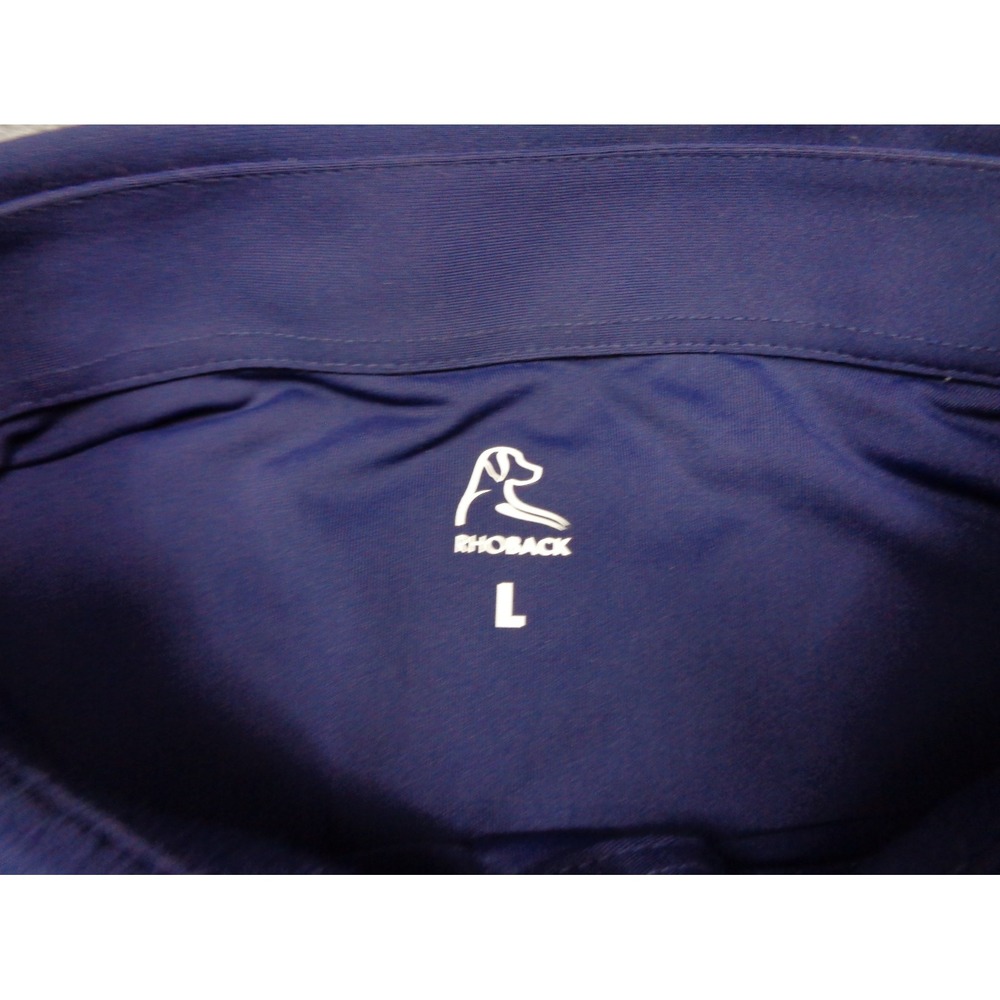 Rhoback Polo Shirt Mens Large Dark Blue Golf Polo Performance Stretch - Picture 6 of 12